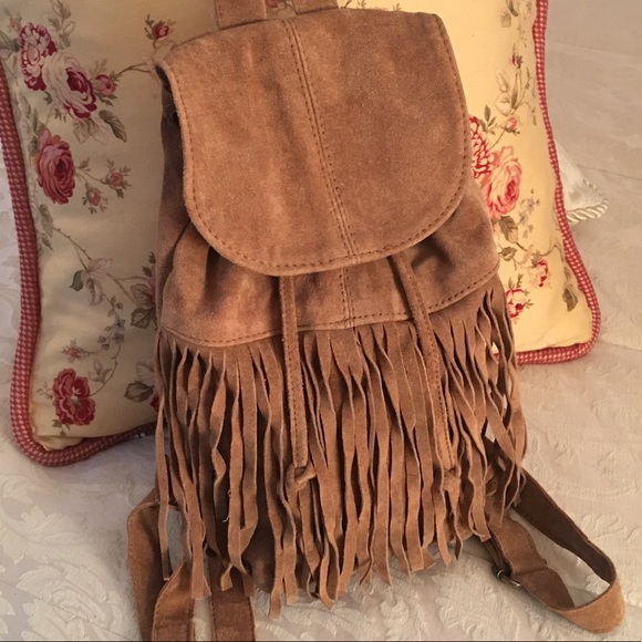 Forever 21 Handbags - Forever 21 Fringed Suede Backpack